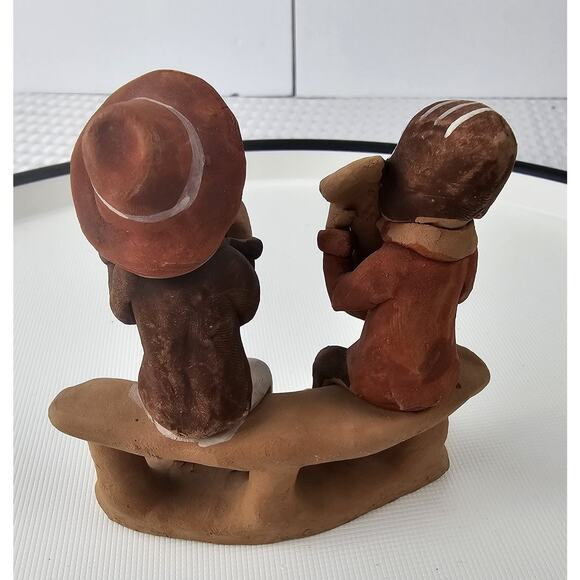 Vintage Peruvian Handmade Clay‎ Figurine Guitar and Flute Players - Picture 3 of 9